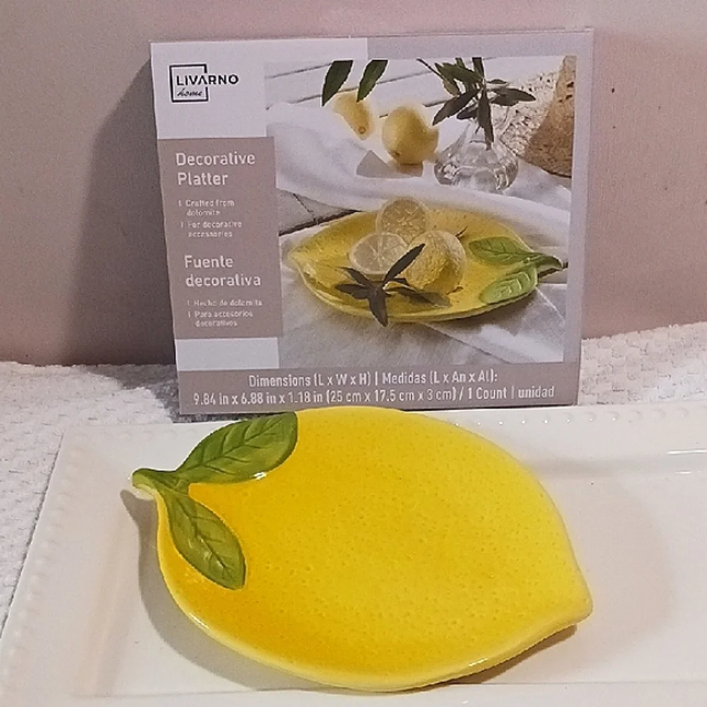 Livarno Home 🍋Lemon-Shaped Ceramic Platter 🍋🌿🍋🌿🍋🌿🍋